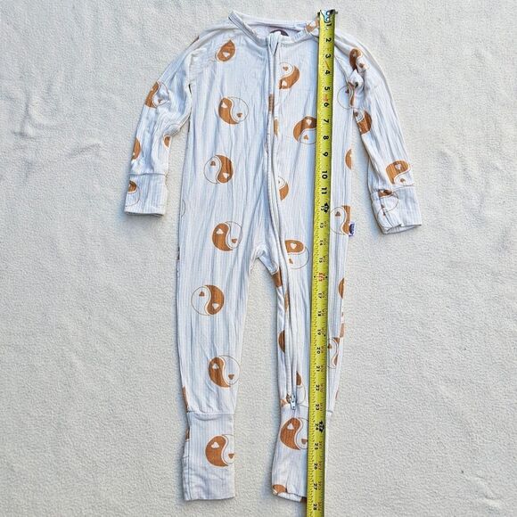 Brixton Phoenix Cream and Orange Yin Yang Heart Bamboo Zip Romper 12-18M - Picture 2 of 10